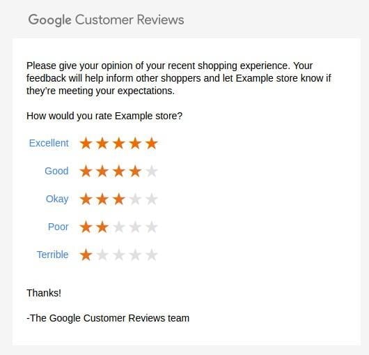 Comentários de clientes do Google Shopping