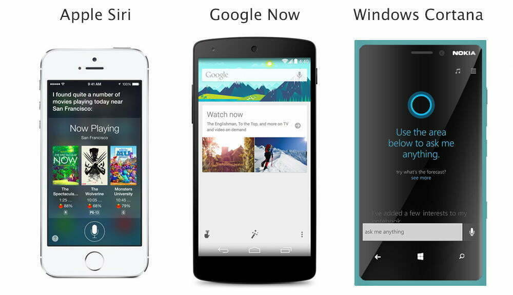Google Voice Search Siri vs Google Now vs Cortana