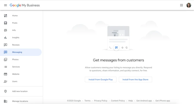 google my business optimization set up messaging