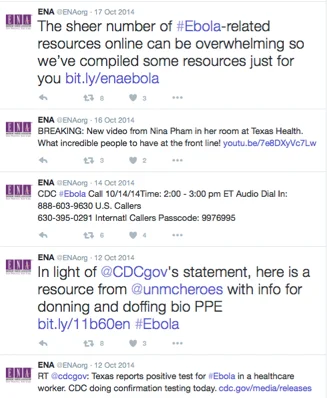 Grassroots marketing ENA CDC Ebola tweets