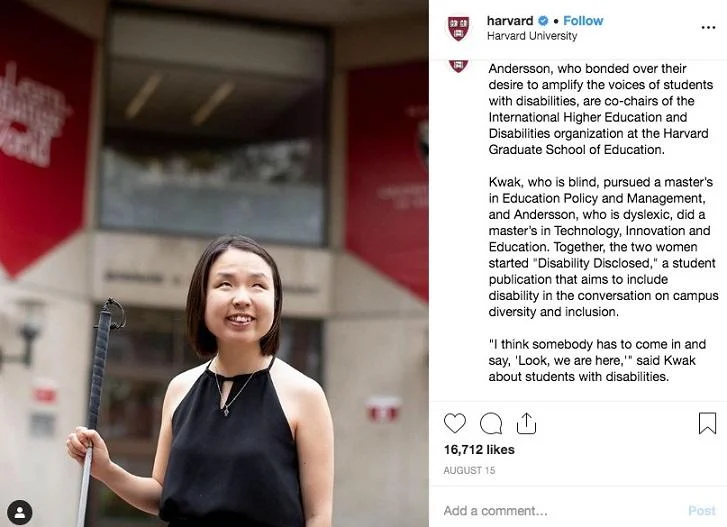 higher education marketing example from Harvard Instagram