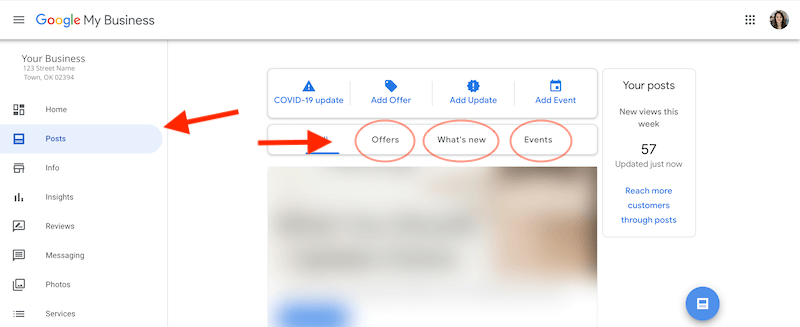 how to promote a product or service—google my business posts tab