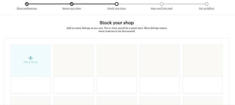 Etsy shop stock