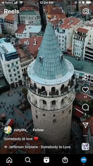 instagram reel example documenting travel