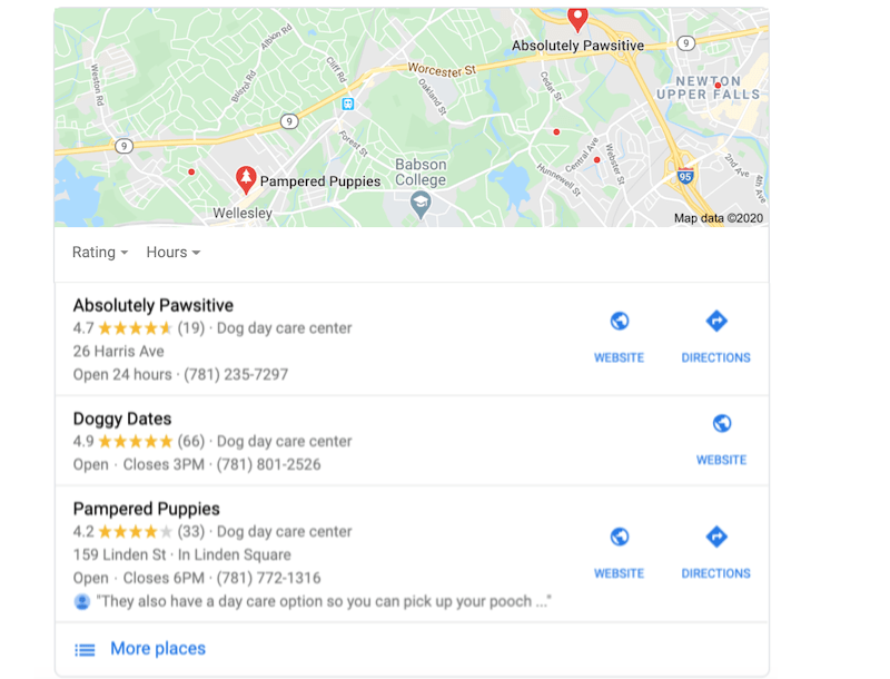 como chegar na primeira página do google obter comentários pacote local