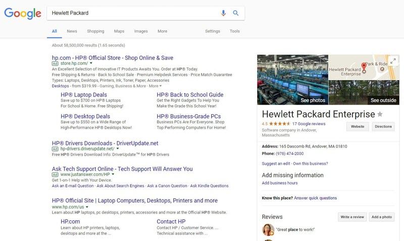 hp brand search on desktop