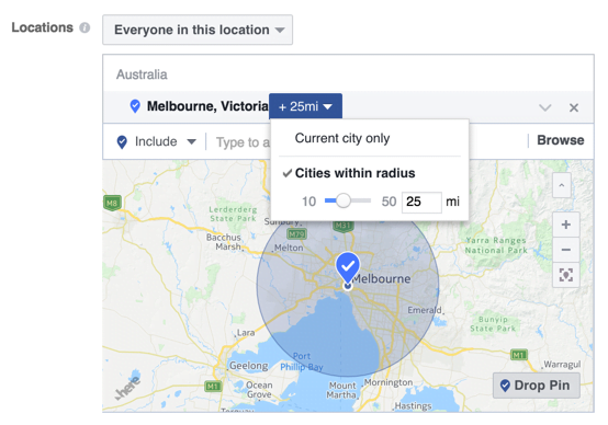 Hyperlocal marketing Facebook radius targeting 