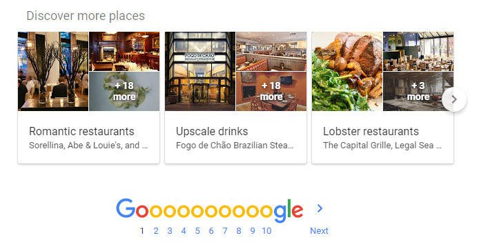 Hyperlocal marketing Google SERP Discover more places