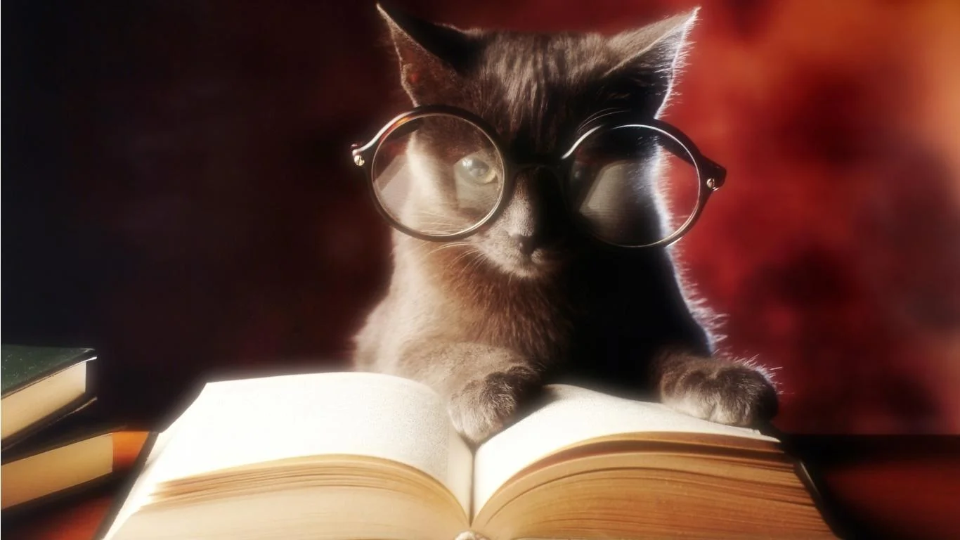 Improve my writing skills cat reading book