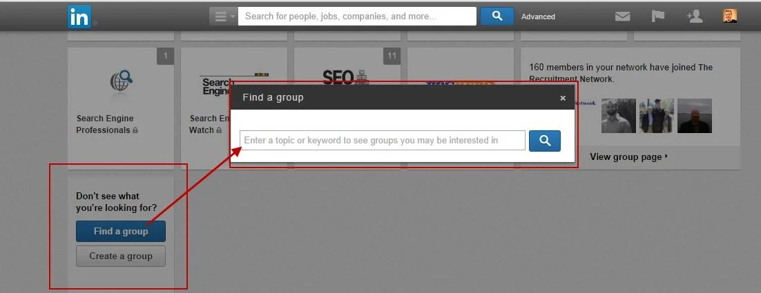 Improve your linkedin profile find a group