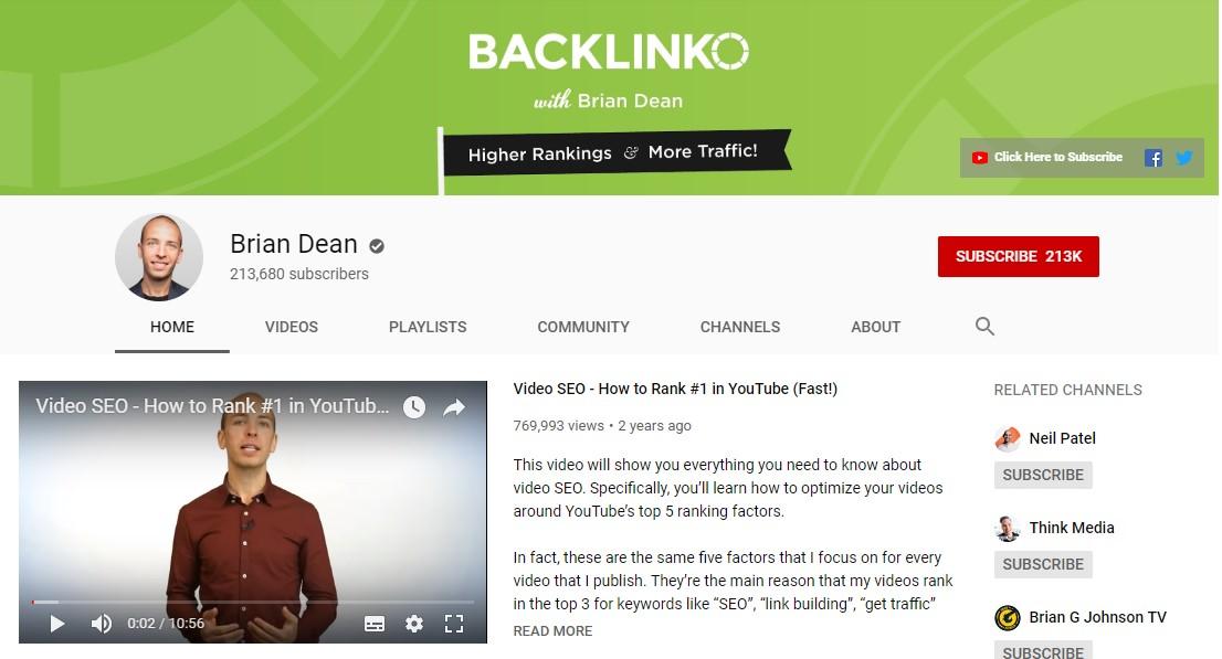 Backlinko on YouTube