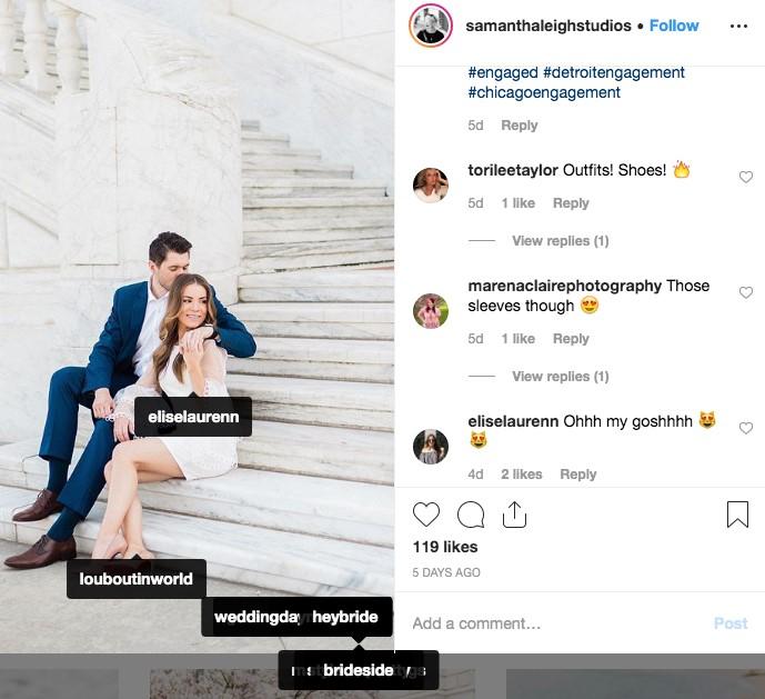 Instagram post with vendors tagged
