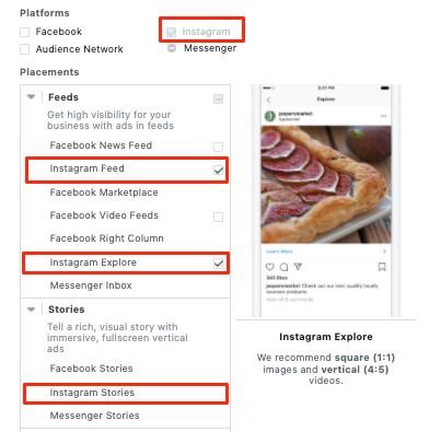 Instagram ad placement options