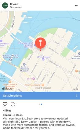 LL Bean Instagram carousel ad with map image