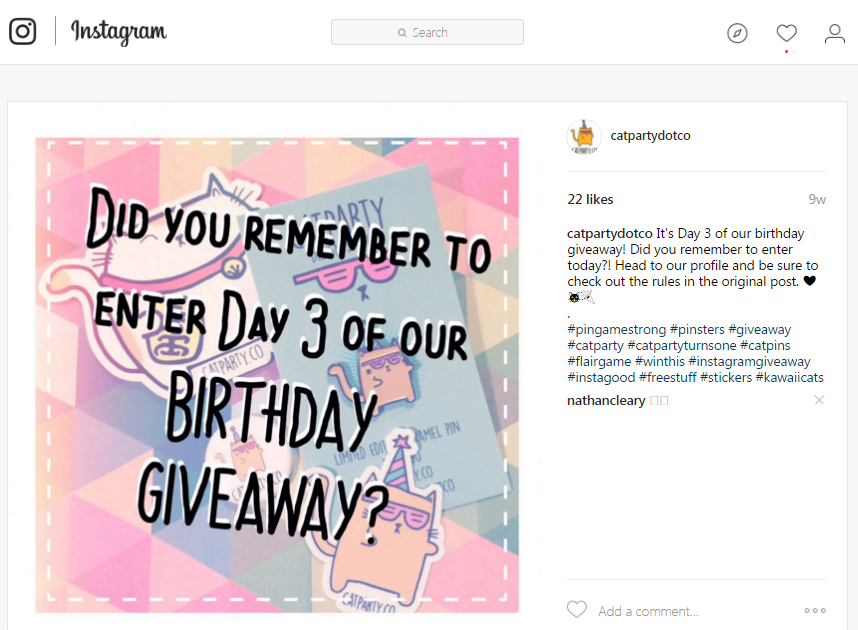 Instagram giveaways reminder post