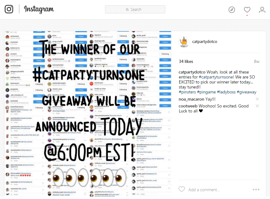 Instagram giveaways winner announcement post