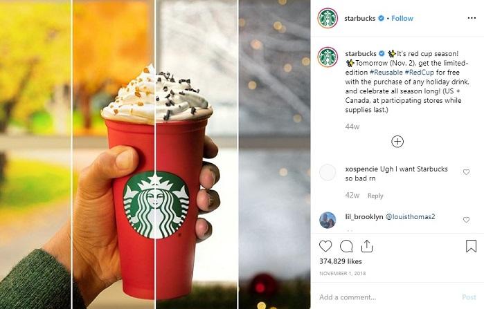 Starbucks red cop Instagram post
