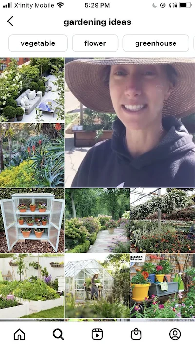instagram seo—search results for "gardening ideas"