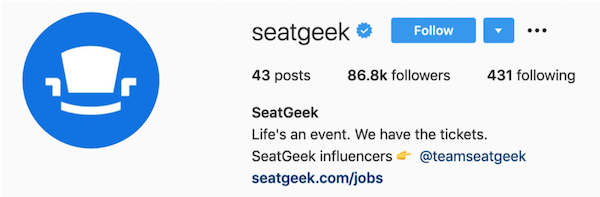 instagram bios seatgeek