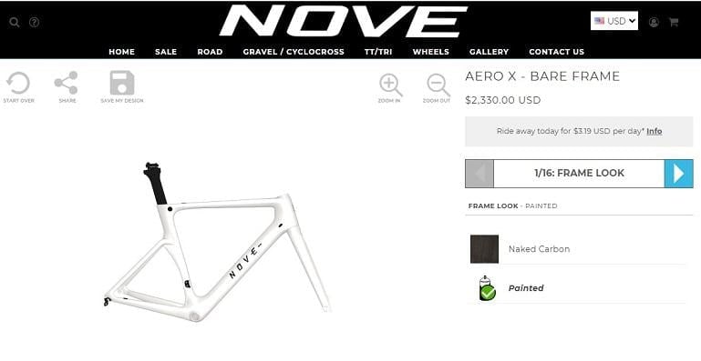 interactive content example: Nove Bike's Aero X