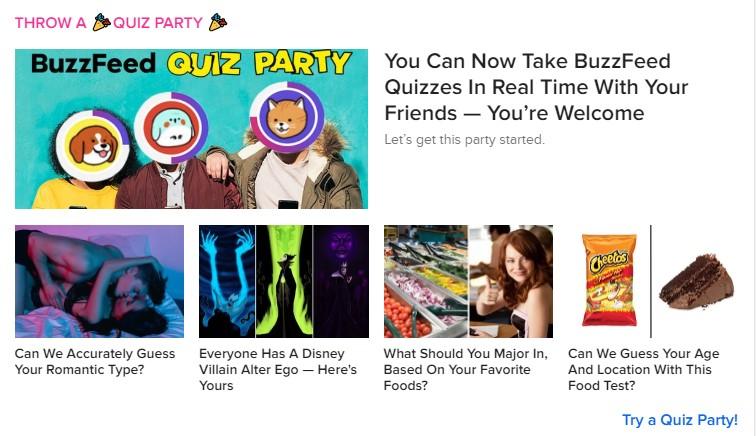 interactive content marketing examples: buzzfeed
