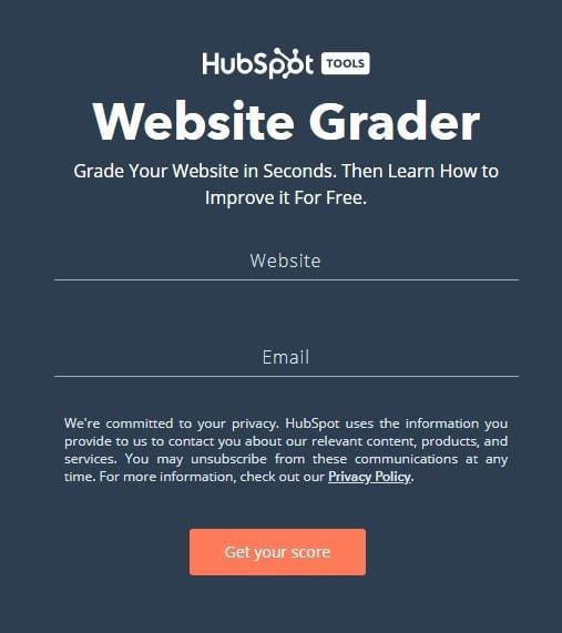 interactive content example: HubSpot Website Grader