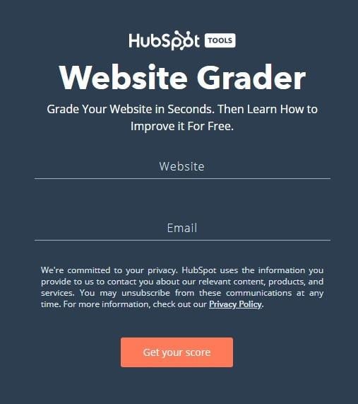 interactive content example: HubSpot Website Grader