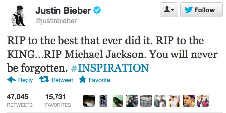 Death of Michael Jackson tweets