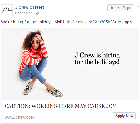 JCrew Holiday Facebook Ad