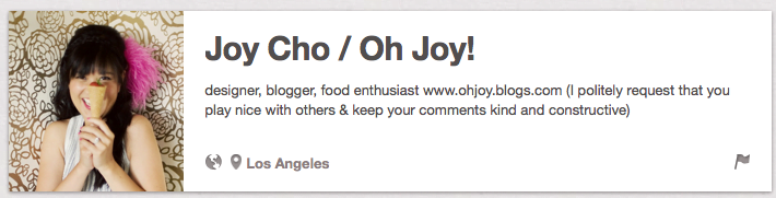 Joy Cho Number One Best Pinterest User to Follow