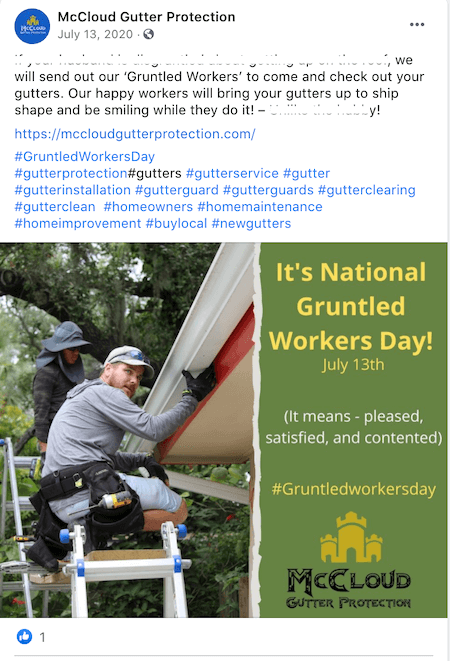 july marketing ideas gruntled workers day facebook post