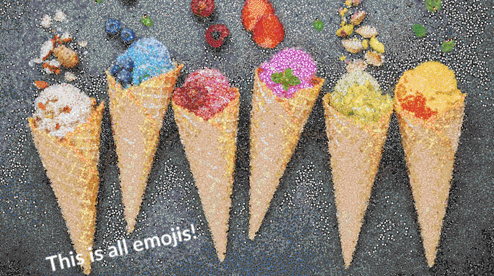 emoji mosaic of ice cream cones
