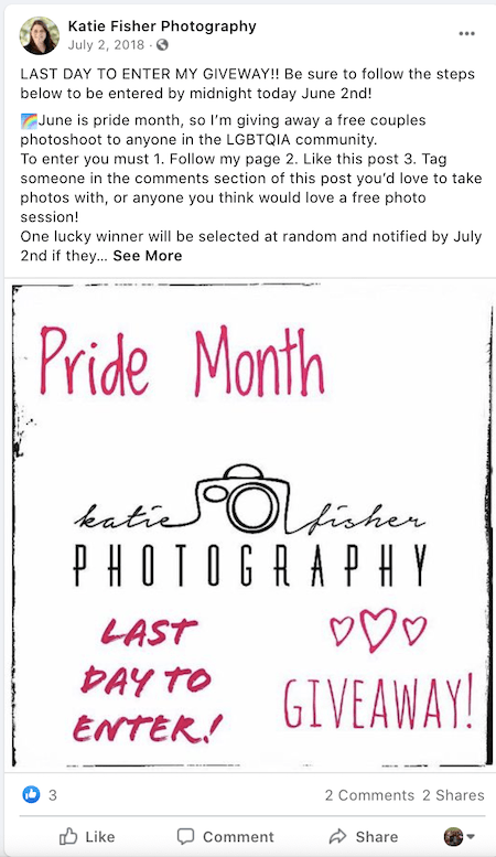 june marketing ideas facebook giveaway for couple photoshoot