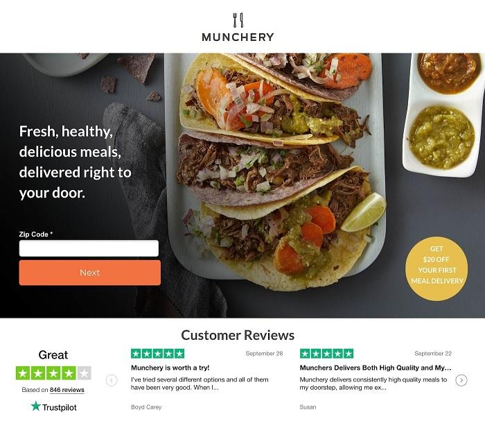 Munchery landing page example
