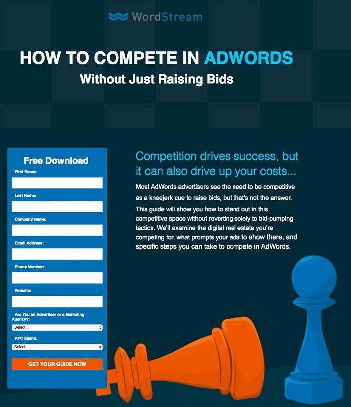 WordStream landing page example