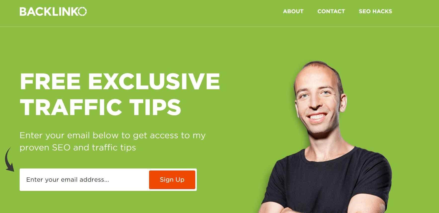 Landing page designs Backlinko example