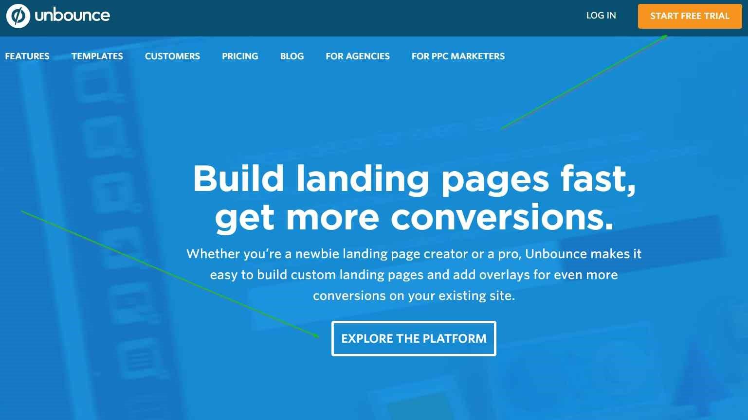 Landing page designs Unbounce example