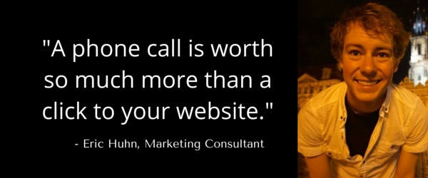 Law firm marketing image of Eric Huhn being quotes about the power of phone calls