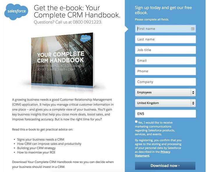 lead capture form Salesforce example