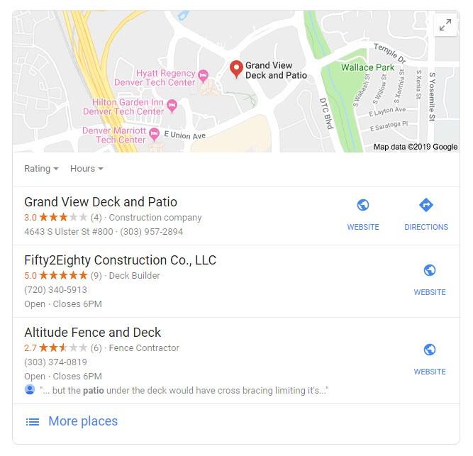 Google My Business listing