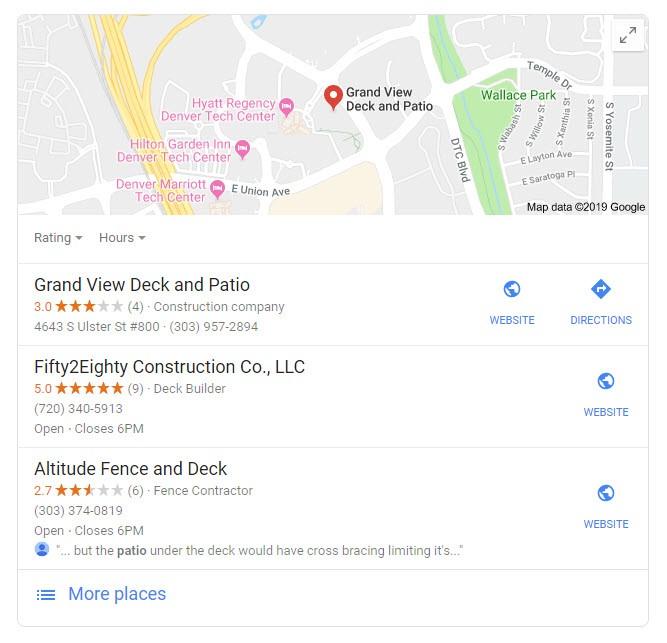 Google My Business listing