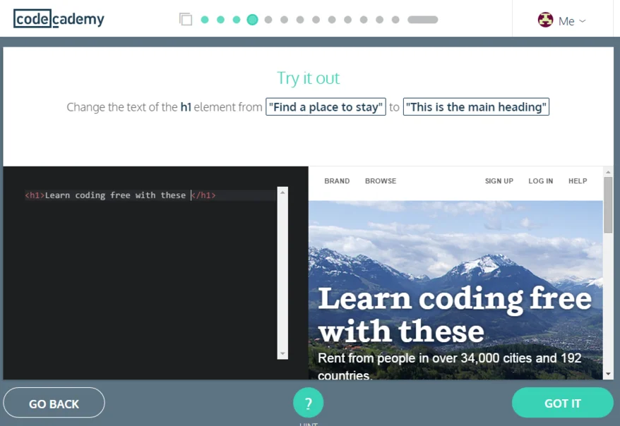 Learn coding for free Codecademy demo