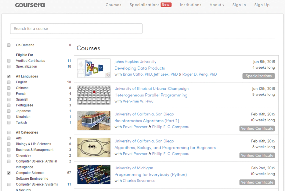 Learn coding for free Coursera courses