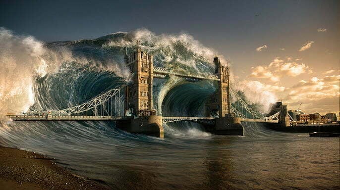 Learn Photoshop London Bridge tsunami