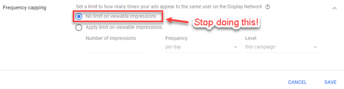 limited adwords frequency capping