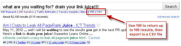 Use SEO for Firefox Toolbar to find link juice