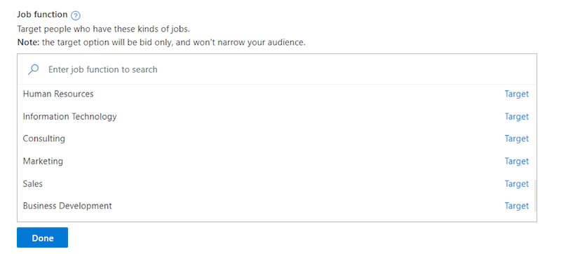 linkedin audiences in microsoft ads—target by job function