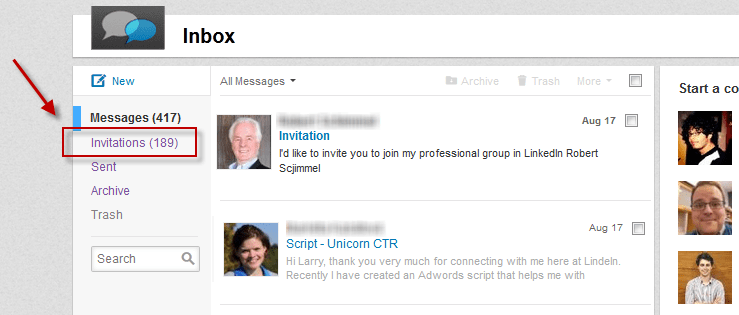 LinkedIn connections invitations