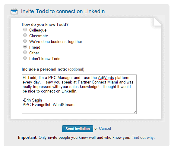 linkedin request that is impossible to turn down