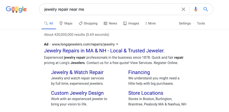 local marketing ideas near me search ad